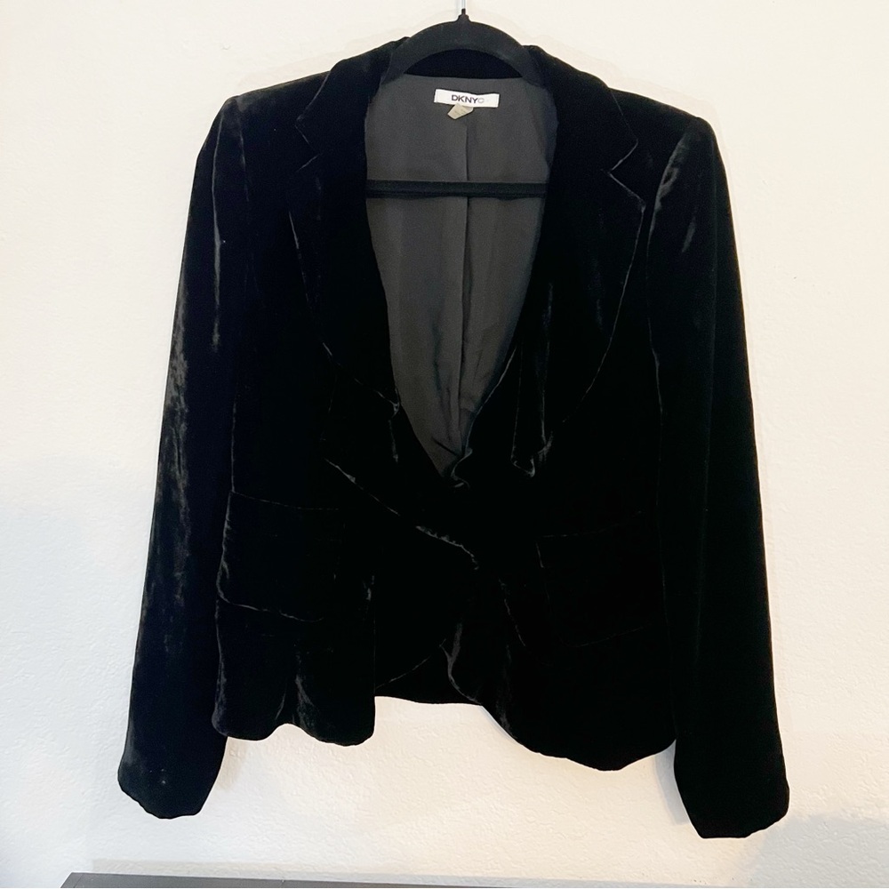 Vintage 90s DKNY Black Velvet Blazer Jacket